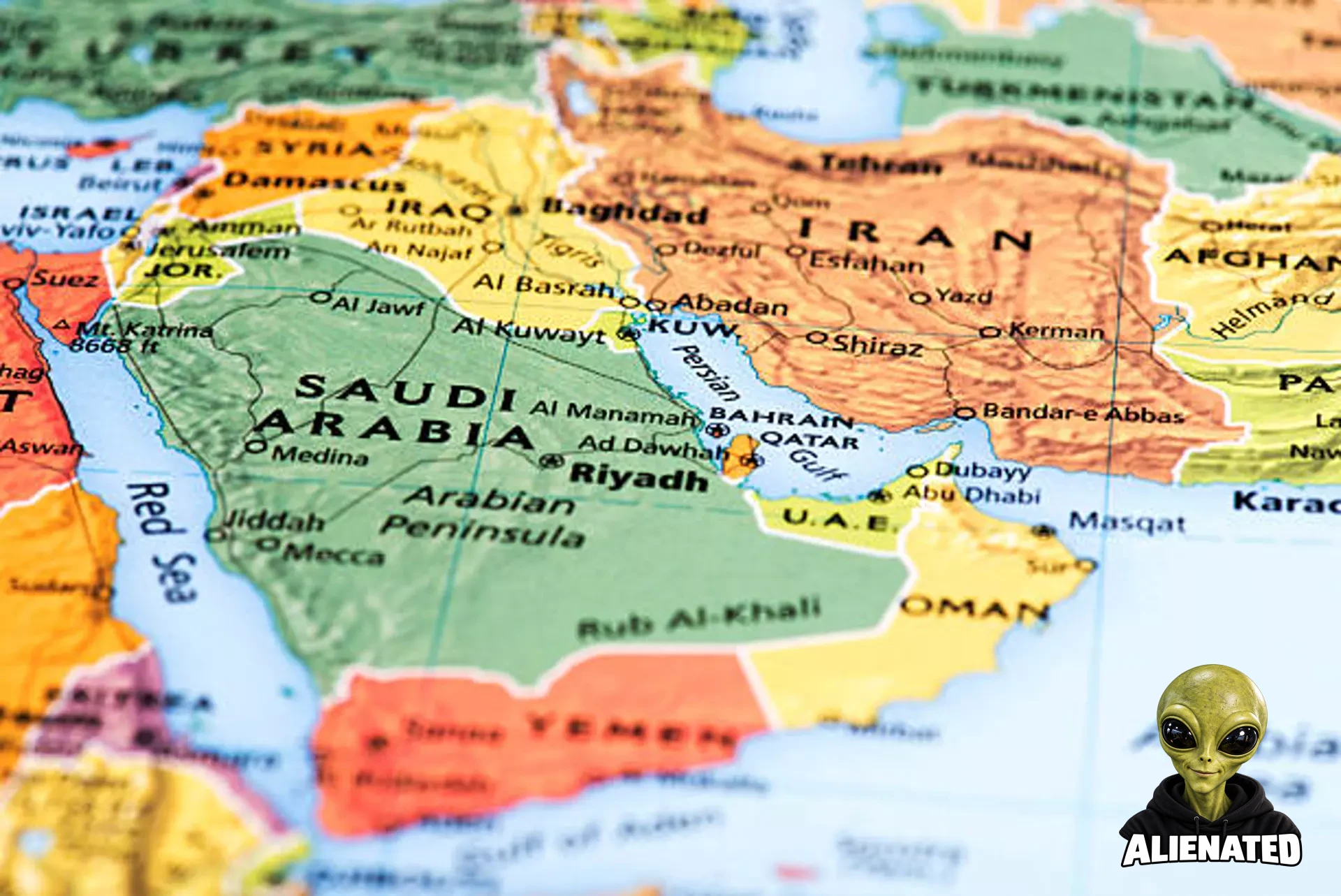 Map of Middle-Eastern Countries.