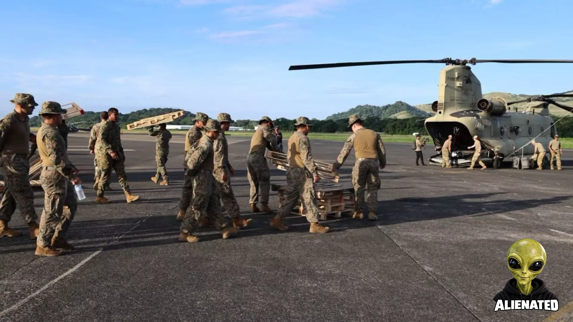 U.S. military personnel load up a helicopter to deliver supplies to Panama. U.S. Southern Command photo.