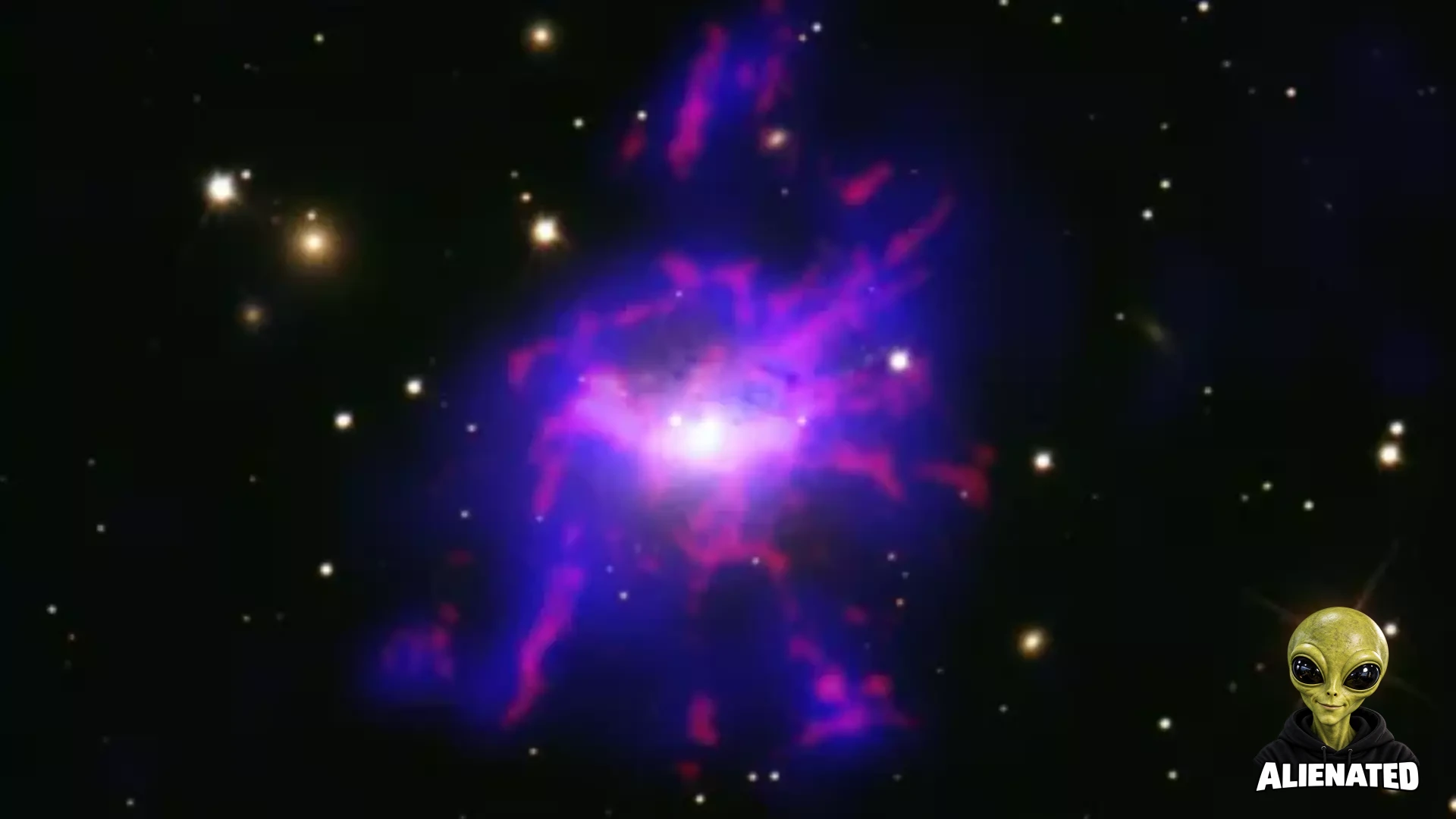 A large purple spiral against a black background