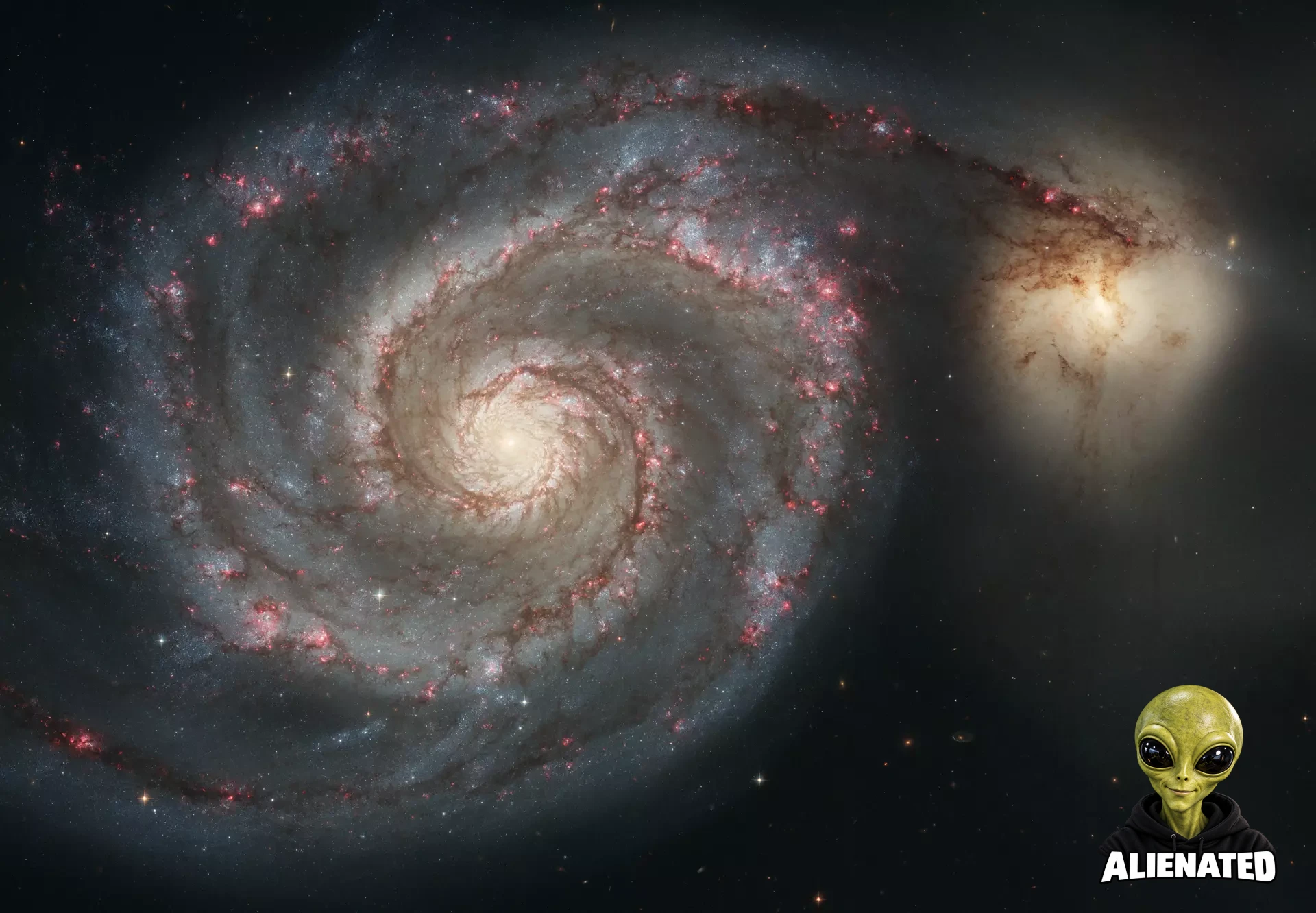 Spiral galaxy M51 (NGC 5194), The Whirlpool Galaxy, displays its long arms