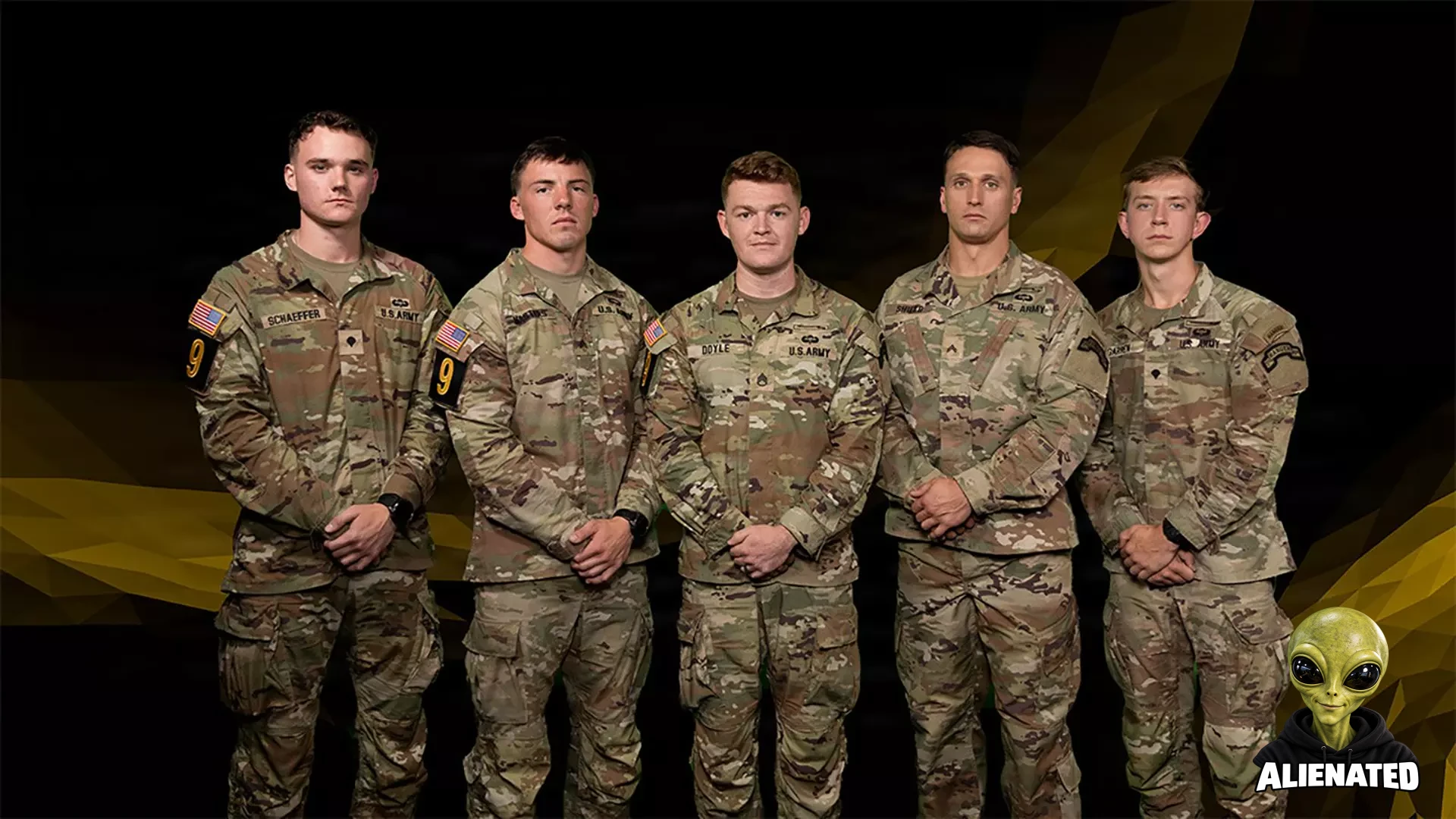 From left, U.S. Army Spc. William Schaeffer, Sgt. William Masters, Staff Sgt. Colin Doyle, Cpl. Michael Shield and Spc. Marshall Garren, representing United States Army Special Operations Command, pose for their official team photo in preparation for Best Squad Competition 2026 at Fort Benning, Georgia, September 10, 2026. The annual competition tests the squads’ proficiency in their warrior tasks and battle drills to identify the most cohesive, highly trained, disciplined and fit team that is r
