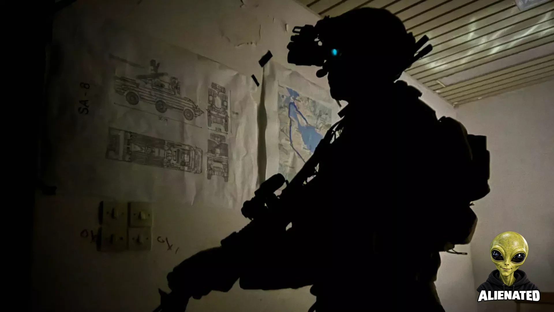 A U.S. Green Beret assigned to 10th Special Forces Group (Airborne) covers his sector fire during a night raid training on a complex after fast roping from a CH-47 Chinook helicopter near Aviona, Greece, Mar. 12, 2024. Exercise Trojan Footprint provides NATO Allies and partner special operations forces an opportunity to enhance their skills, build interoperability and demonstrate the capability of ready and postured special operations forces within the European theater. (U.S. Army photo taken by