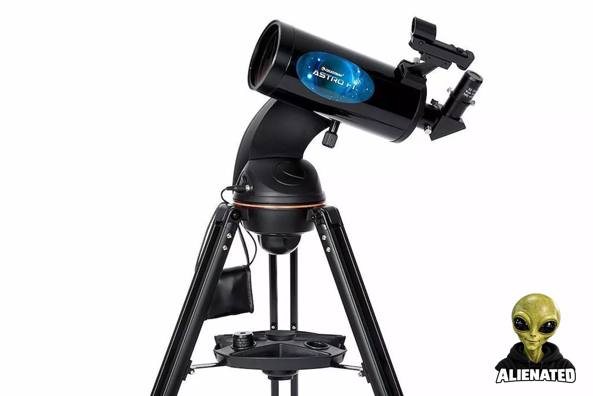 A Celestron telescope on a white background