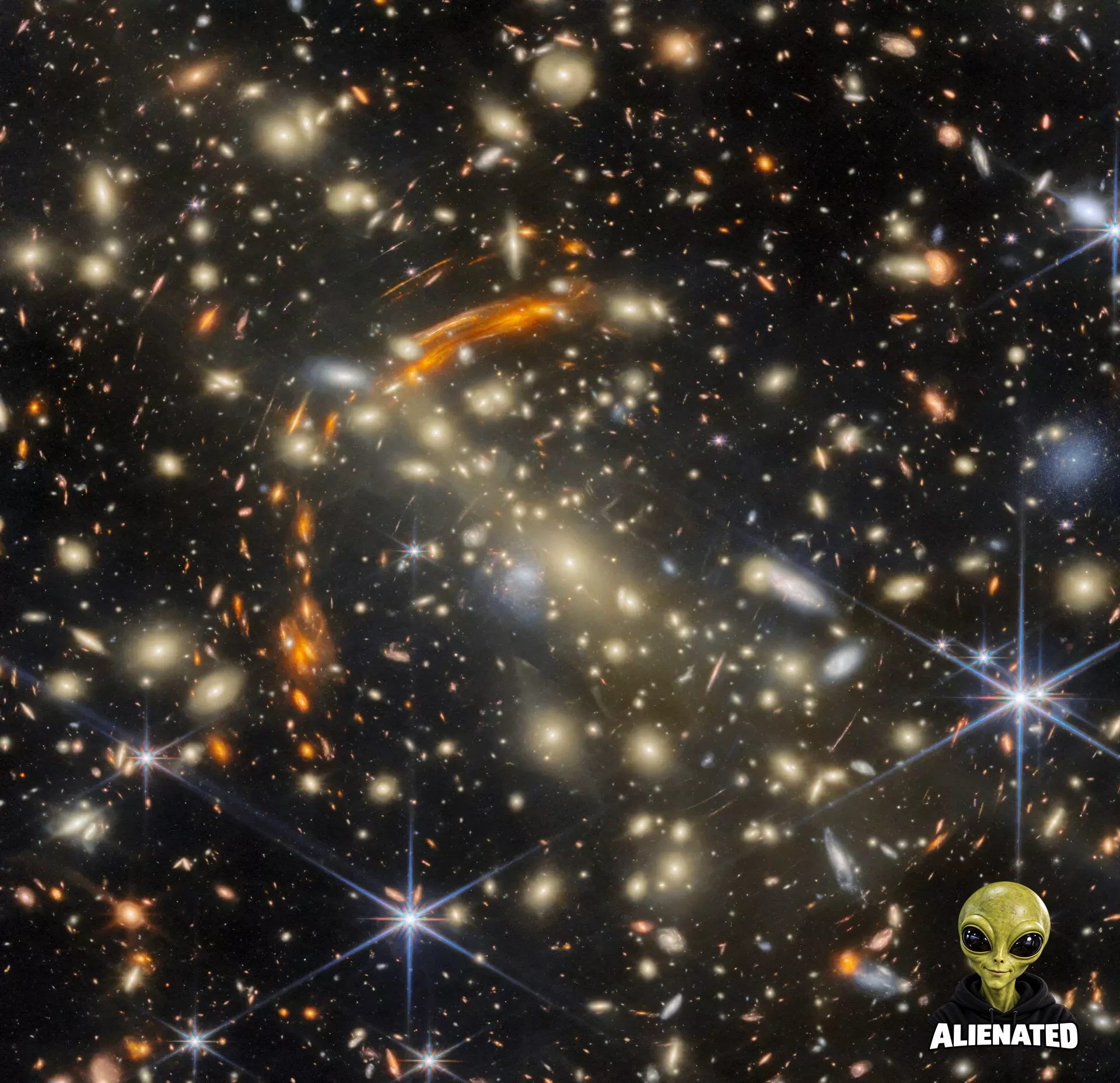 Webb captures the massive galaxy cluster MACS J0454.1-0300, made of many golden elliptical galaxies. Credit: NASA/ESA/CSA