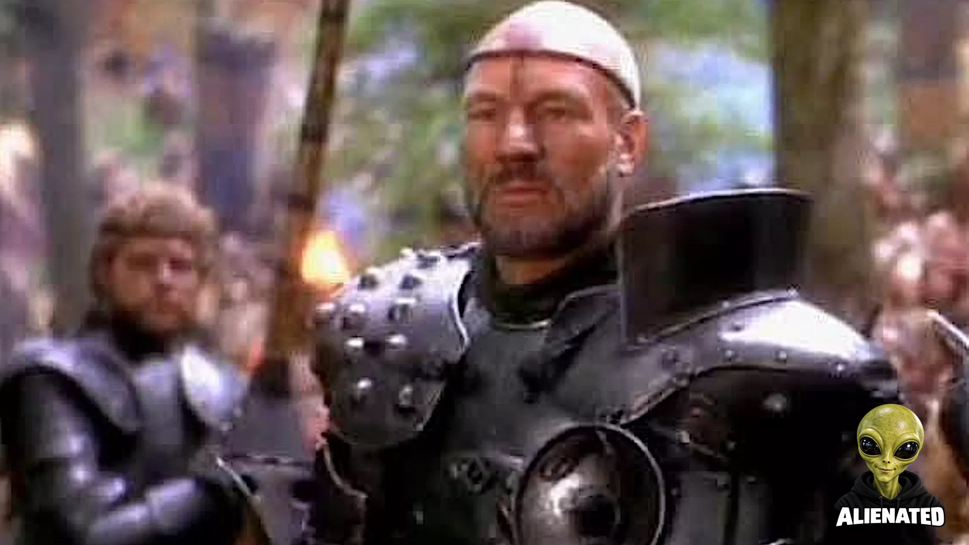 a medieval knight in armor in a fantasy film